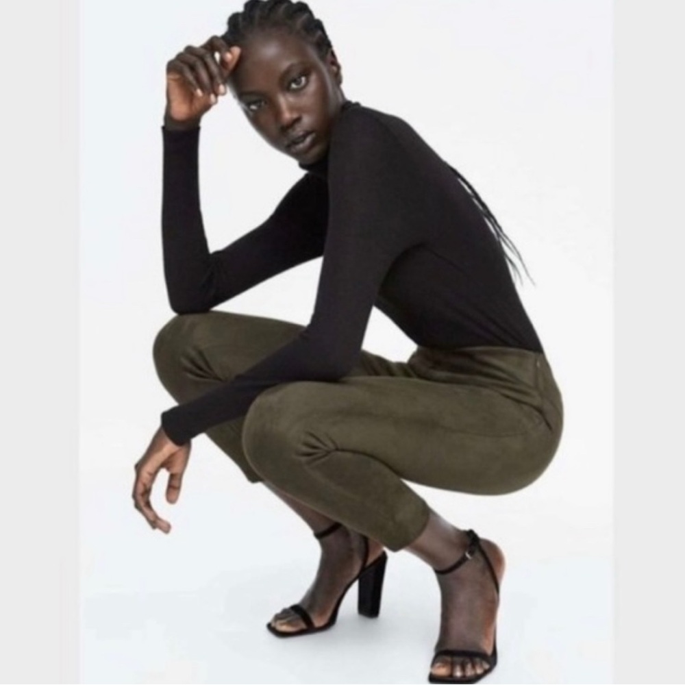 Splendid Olive High-Waisted faux Suede Leggings